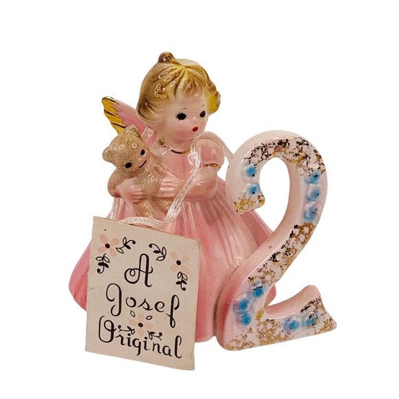 Vintage Josef Original 2 Yr Old Birthday Cake Topper Second Year Figurine Angel - Picture 12 of 12